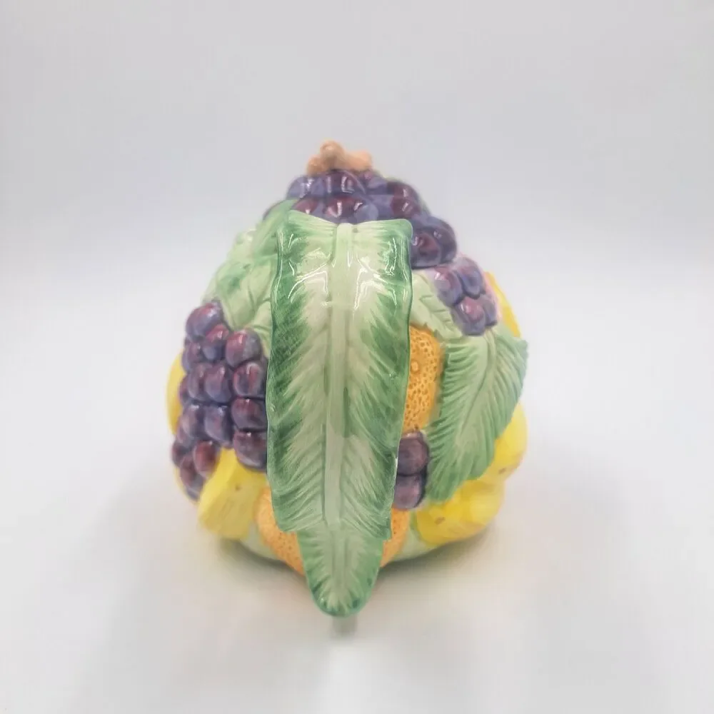 Vintage Fitz and Floyd Calypso Tropical Fruit Teapot 40oz 3D Majolica Style 1988